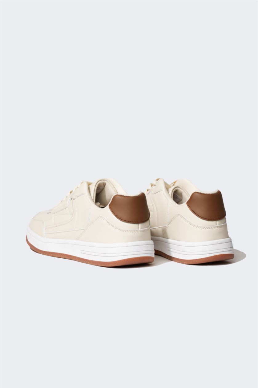 MAN Beige Man Faux Leather Thick Sole Sport shoes