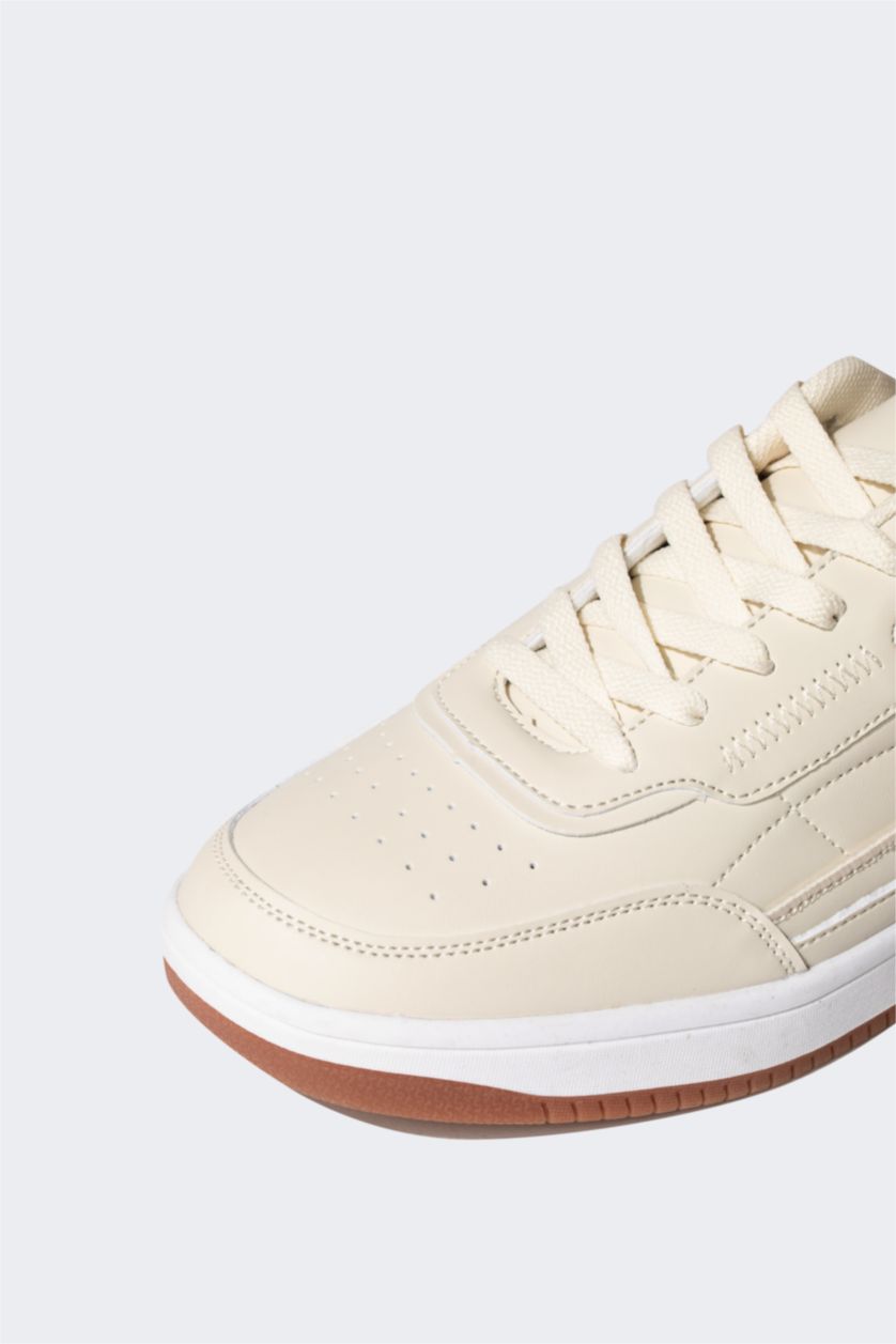 MAN Beige Man Faux Leather Thick Sole Sport shoes