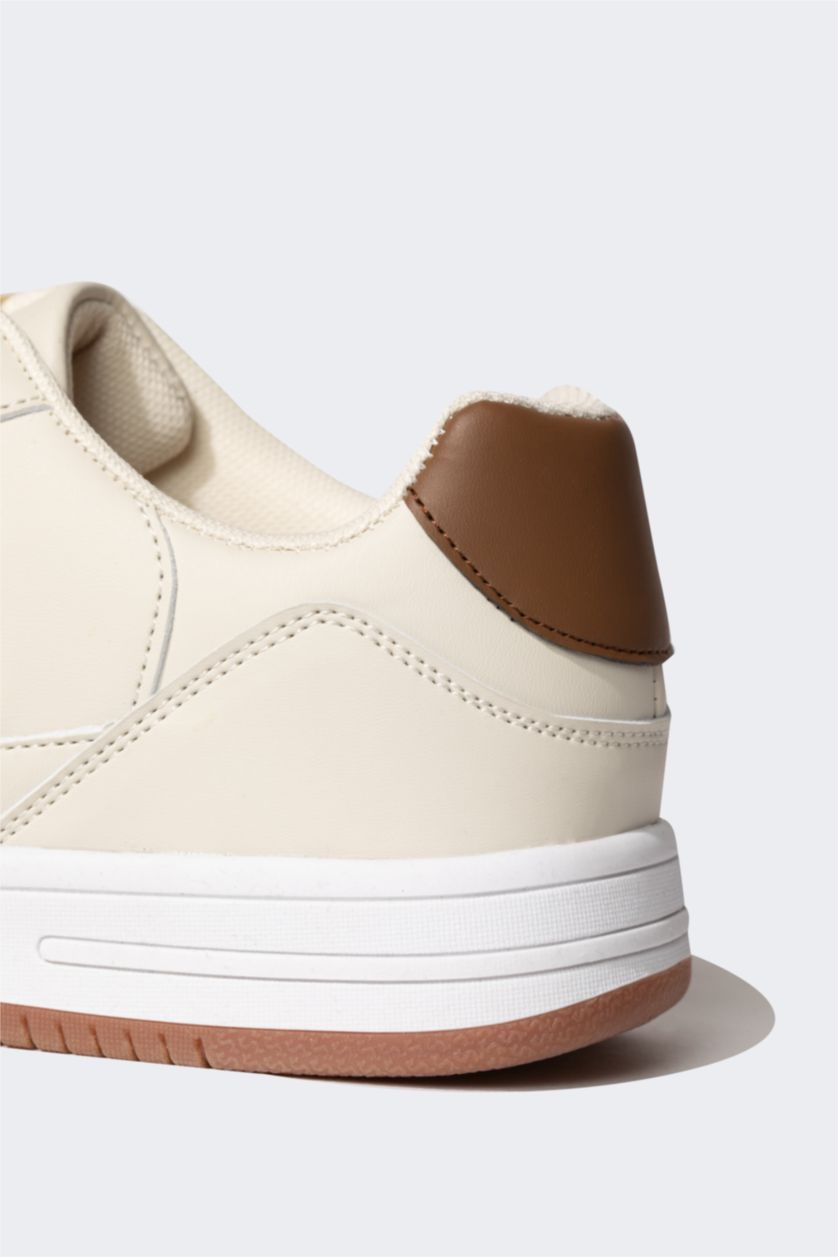 MAN Beige Man Faux Leather Thick Sole Sport shoes