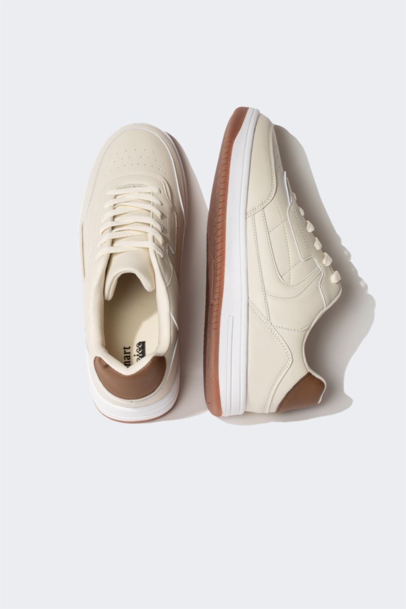 MAN Beige Man Faux Leather Thick Sole Sport shoes