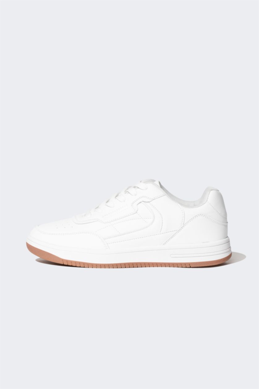 HOMME Blanc Baskets en Simili-Cuir à Semelle Épaisse pour Homme