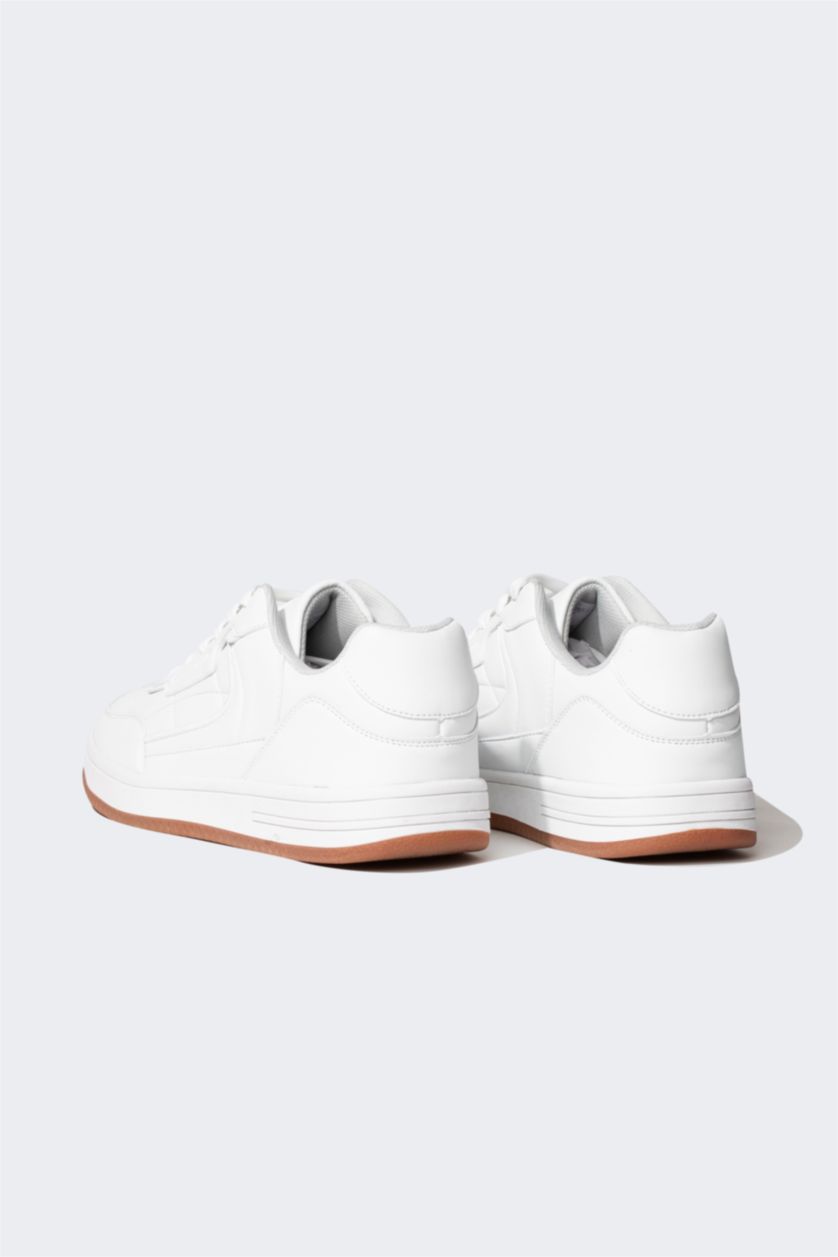 HOMME Blanc Baskets en Simili-Cuir à Semelle Épaisse pour Homme