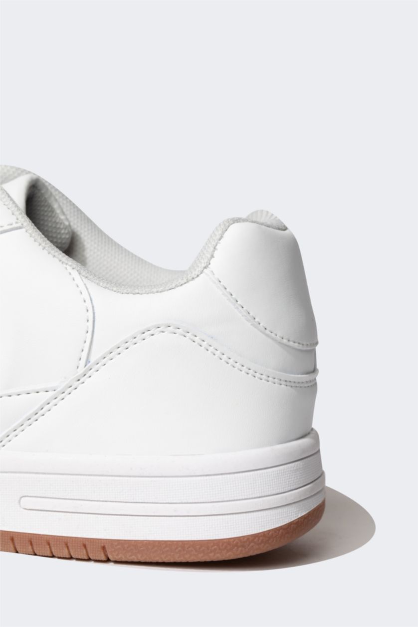 HOMME Blanc Baskets en Simili-Cuir à Semelle Épaisse pour Homme