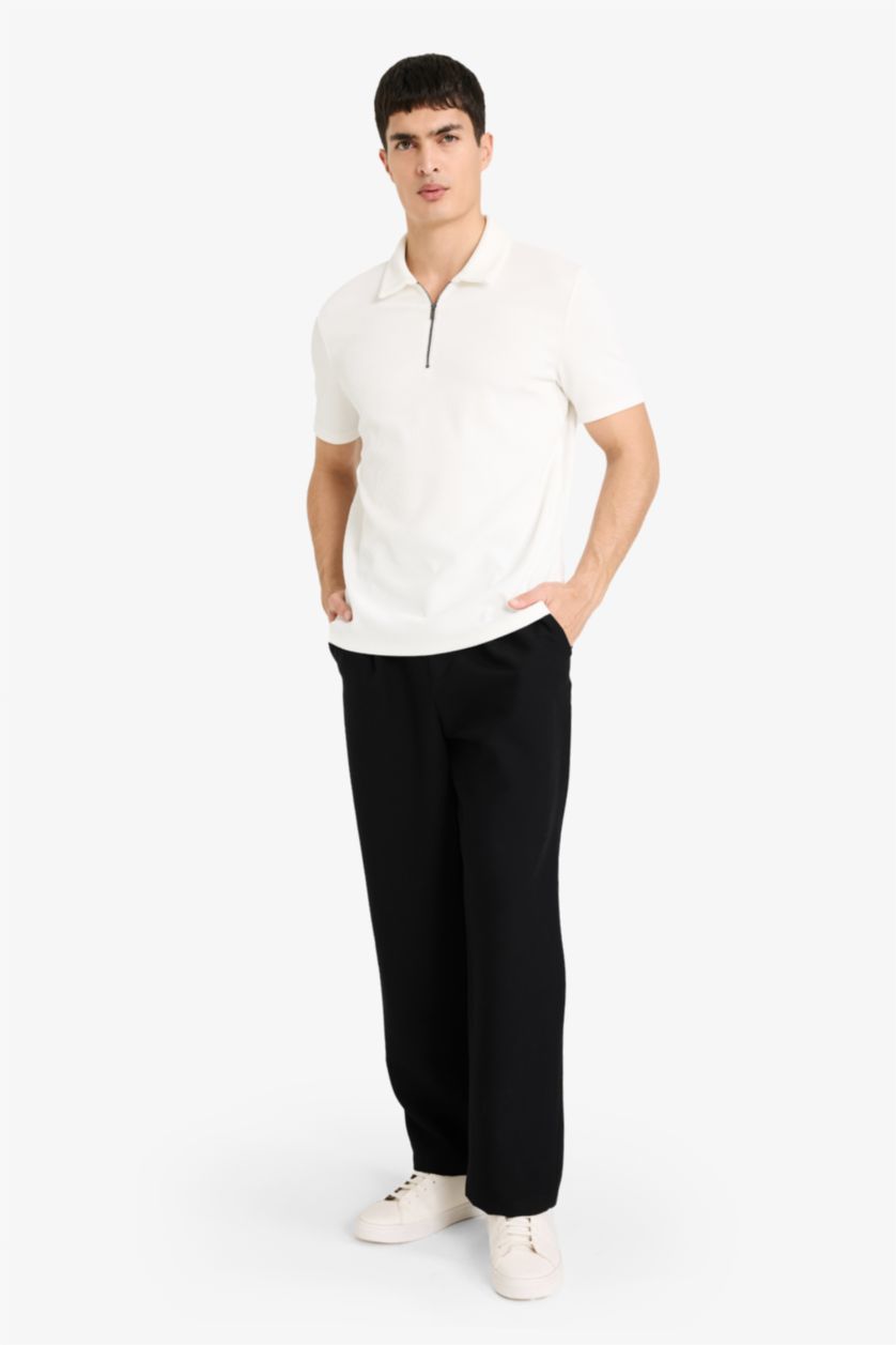 MAN White Regular Fit Pleat Polo T-Shirt