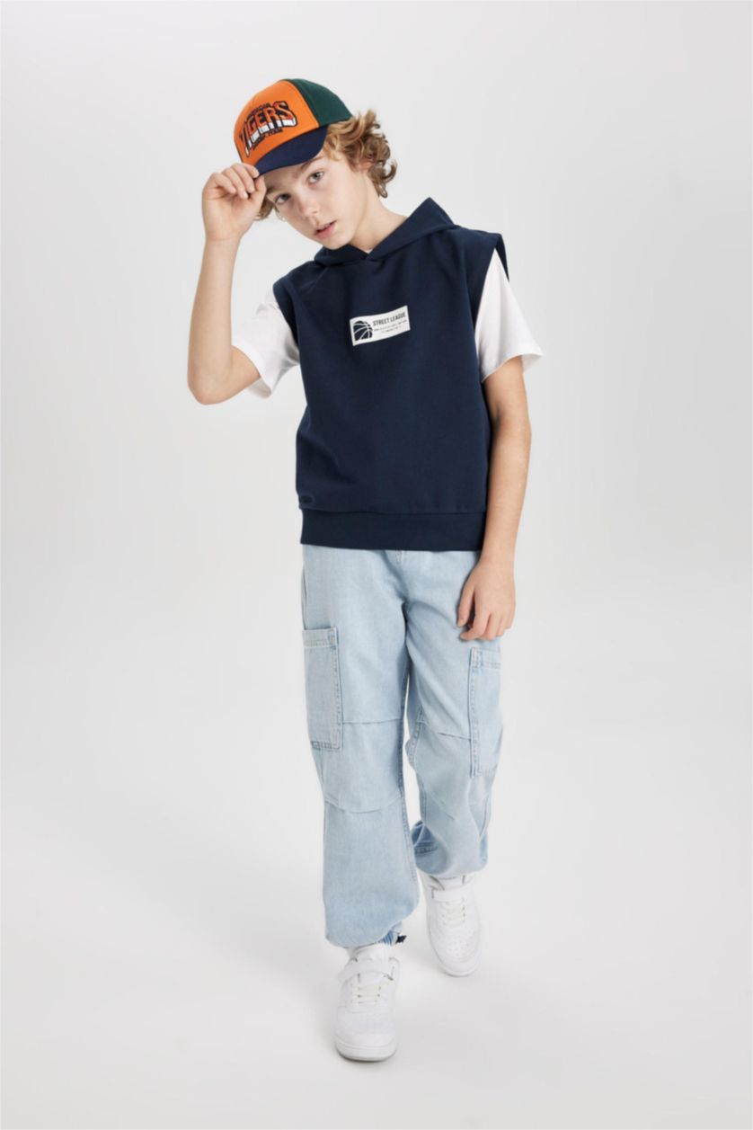 GARÇONS Marin Gilet à Capuche imprimé pour Garçon