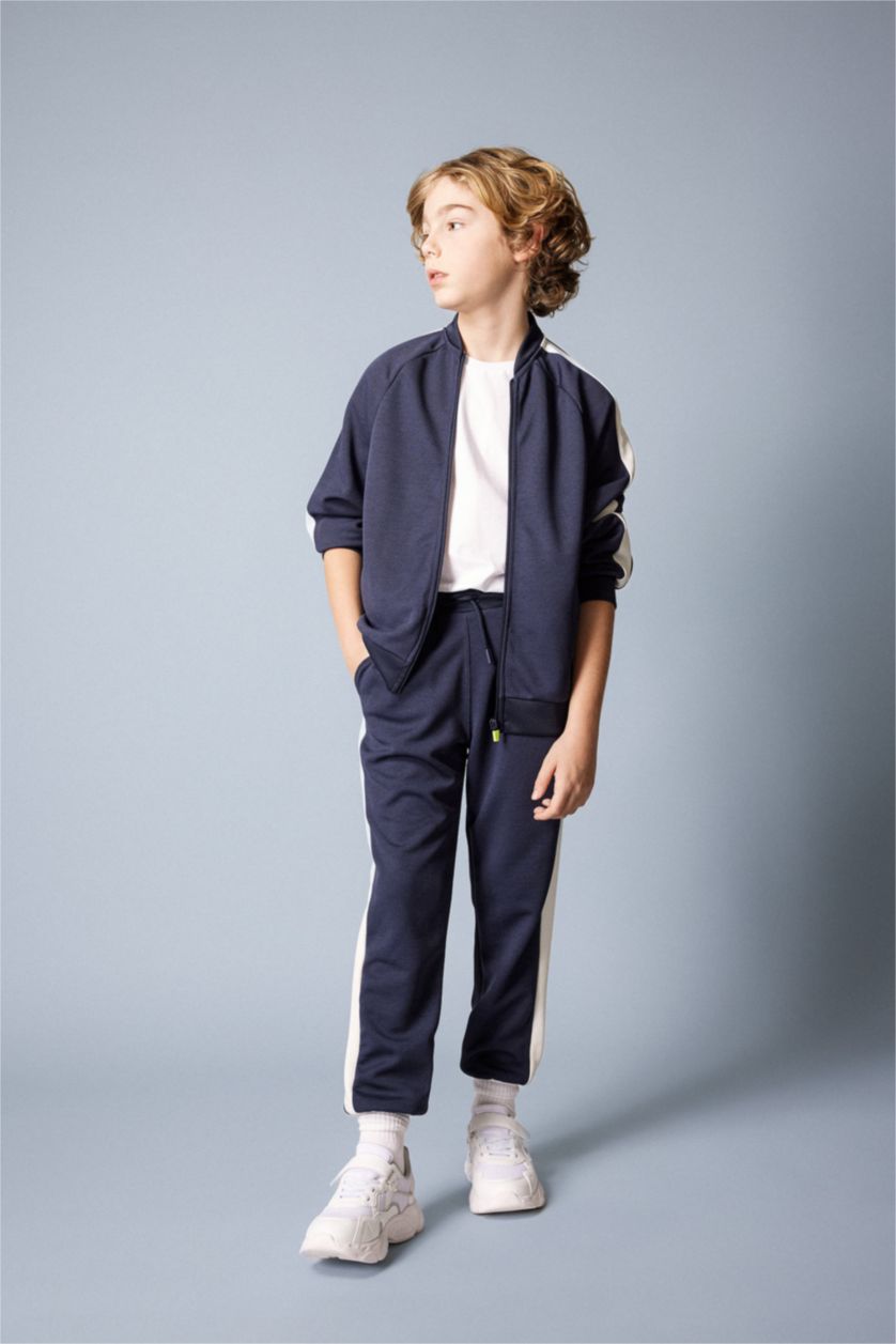 أولادي كحلي جاكيت بومبر اولادي خفيف اوفر سايز وياقة كوليج