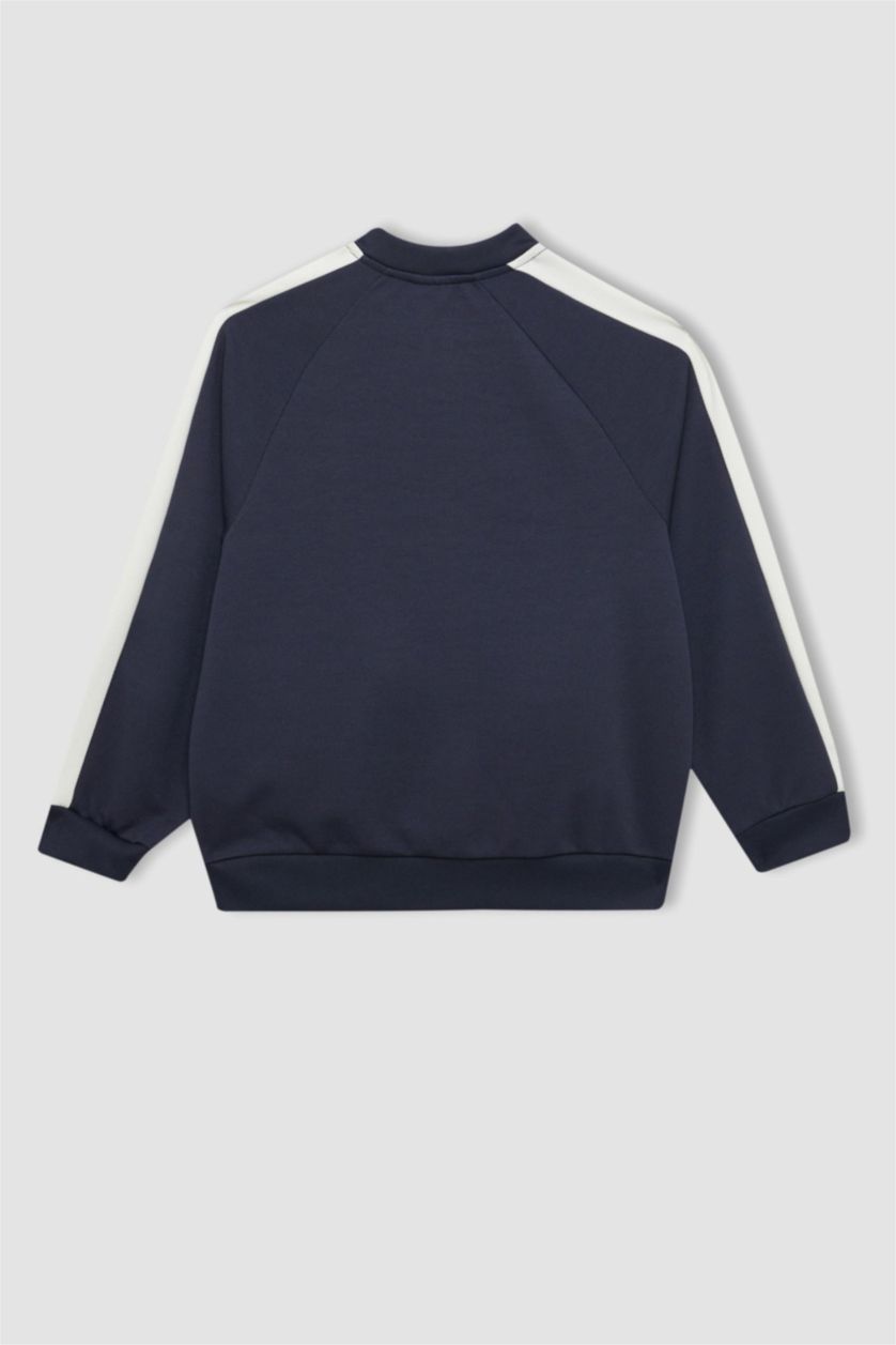 أولادي كحلي جاكيت بومبر اولادي خفيف اوفر سايز وياقة كوليج