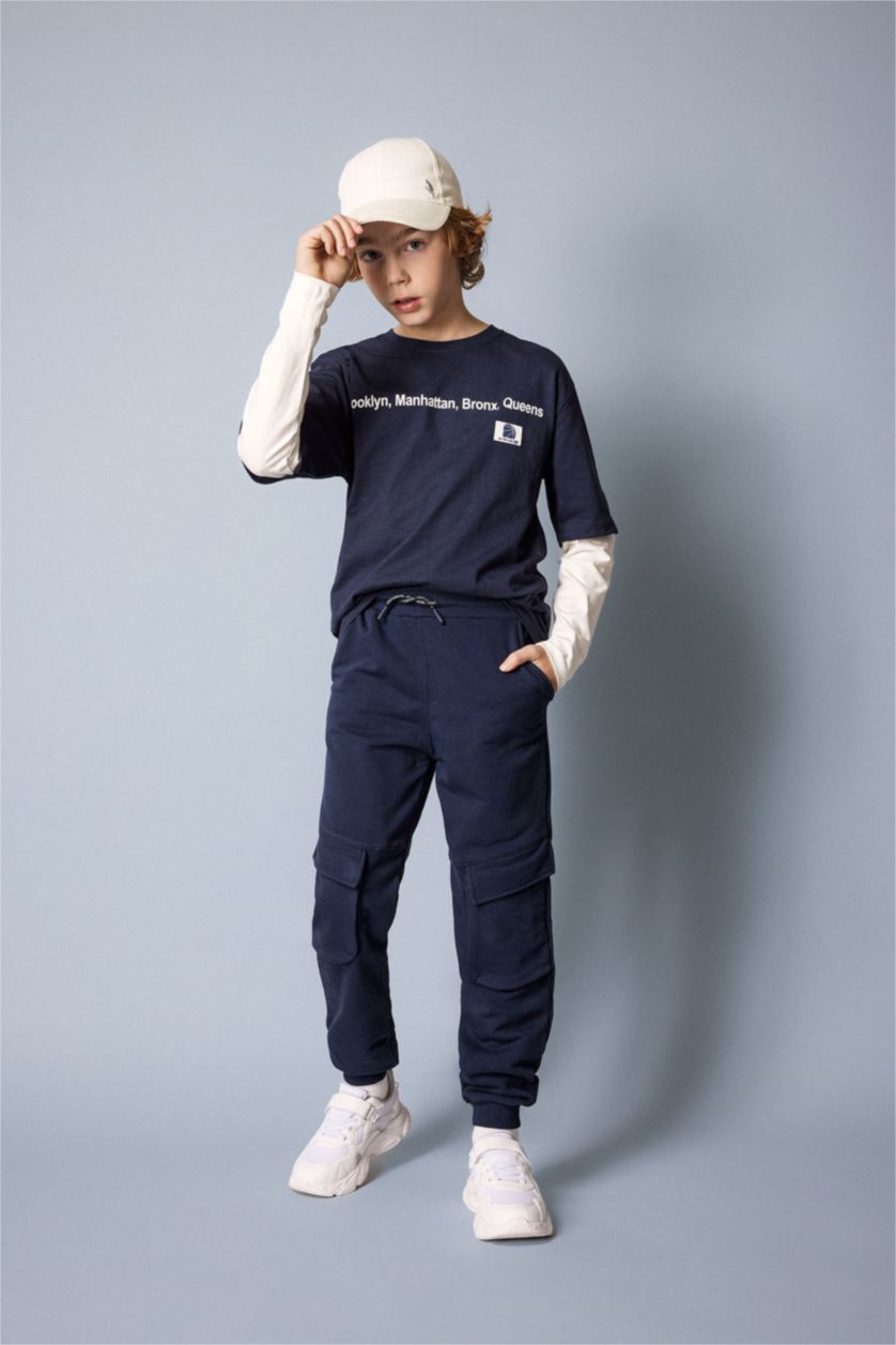 BOYS & TEENS NAVY Boy Regular Fit Crew Neck Cotton Printed T-Shirt