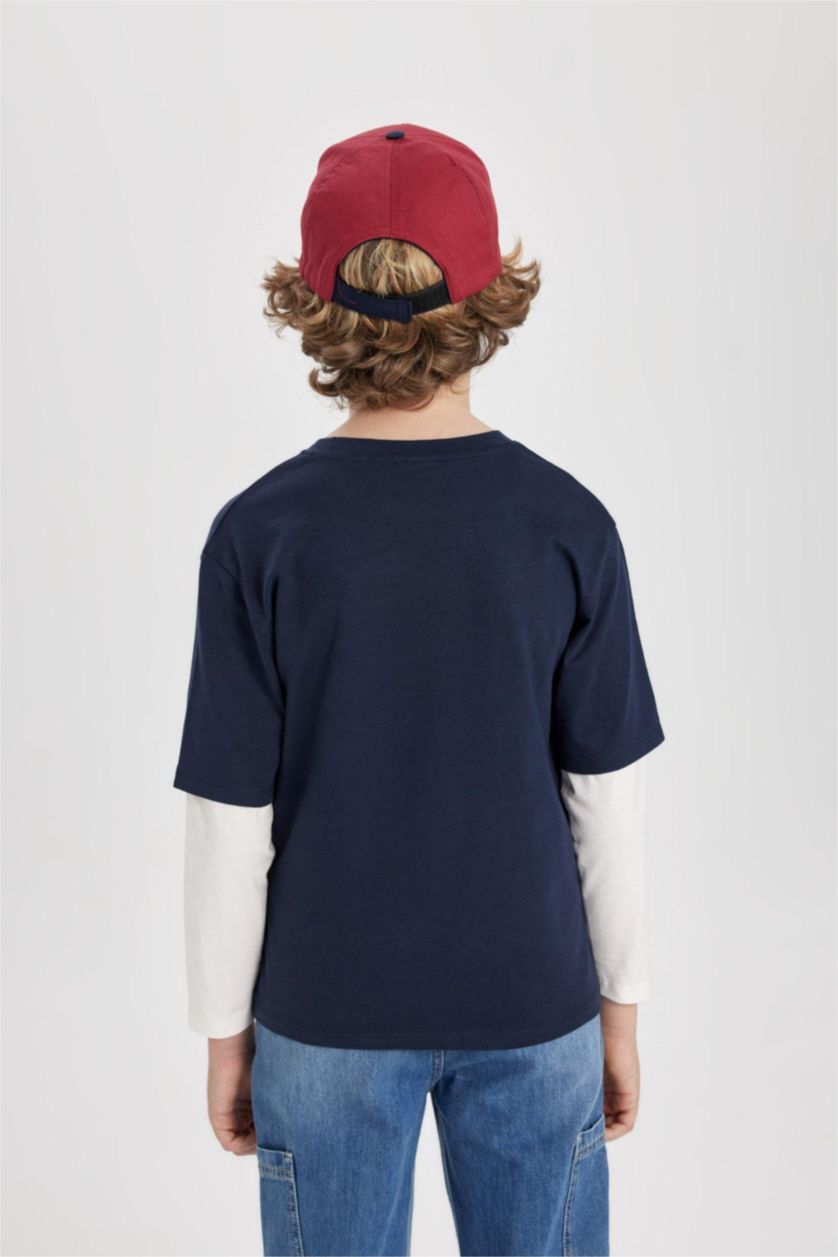 BOYS & TEENS NAVY Boy Regular Fit Crew Neck Cotton Printed T-Shirt