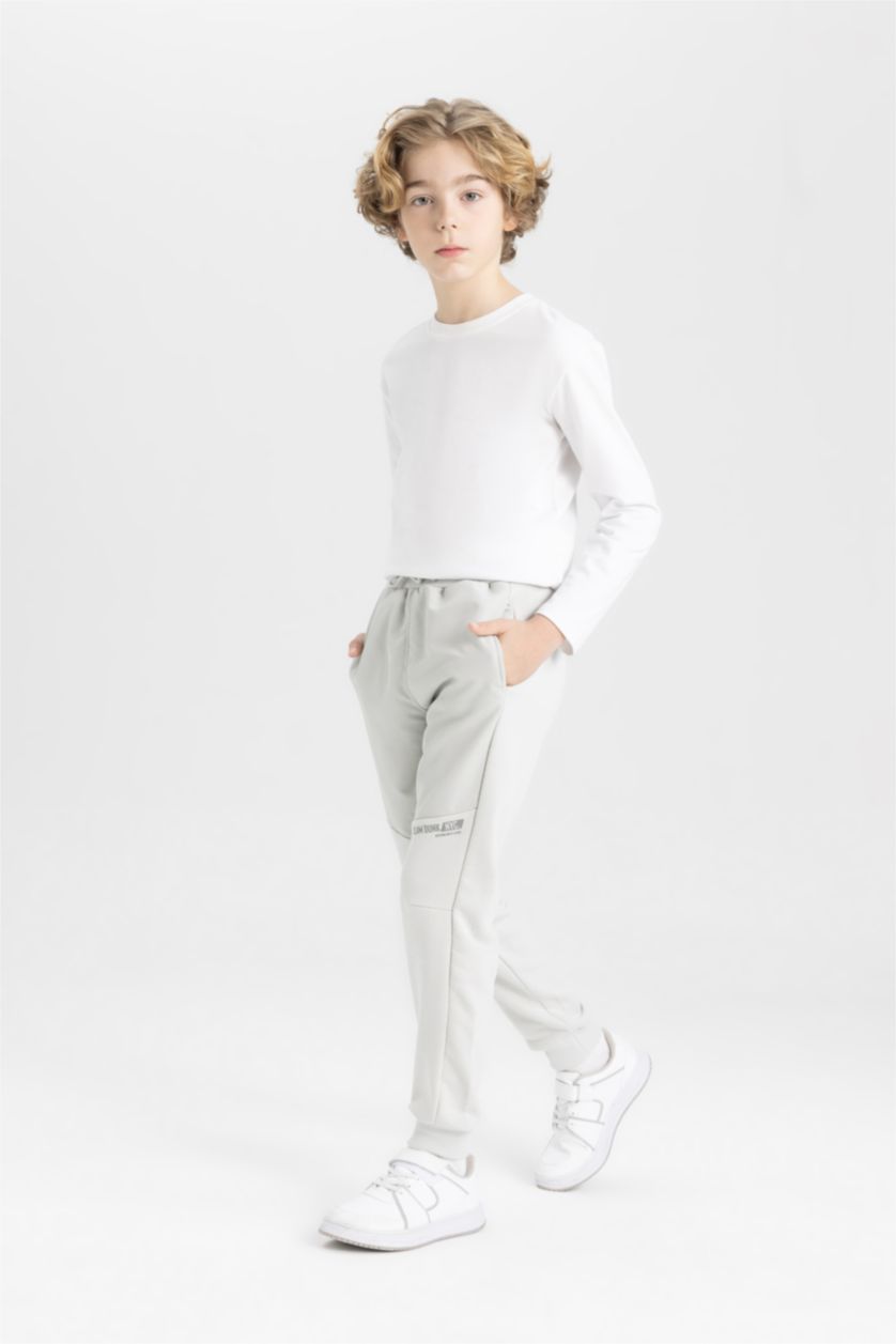 Boys & Teens Light Grey Boy Printed Sweatpants
