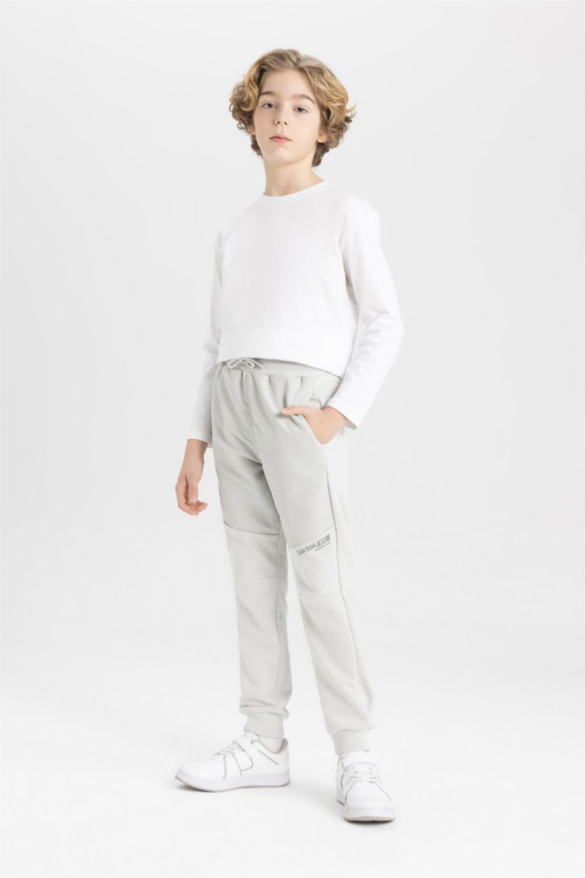 Boys & Teens Light Grey Boy Printed Sweatpants