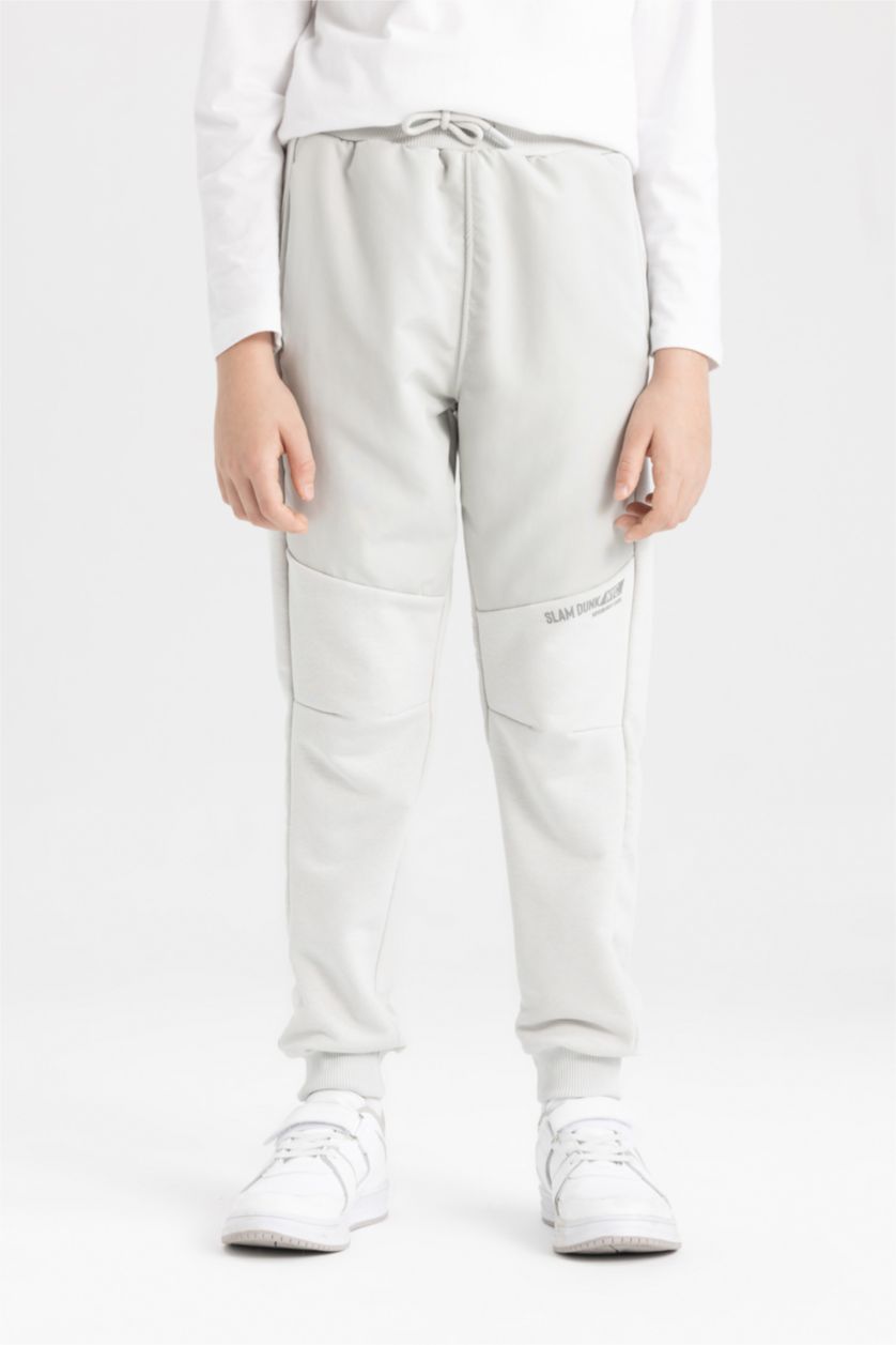 Boys & Teens Light Grey Boy Printed Sweatpants