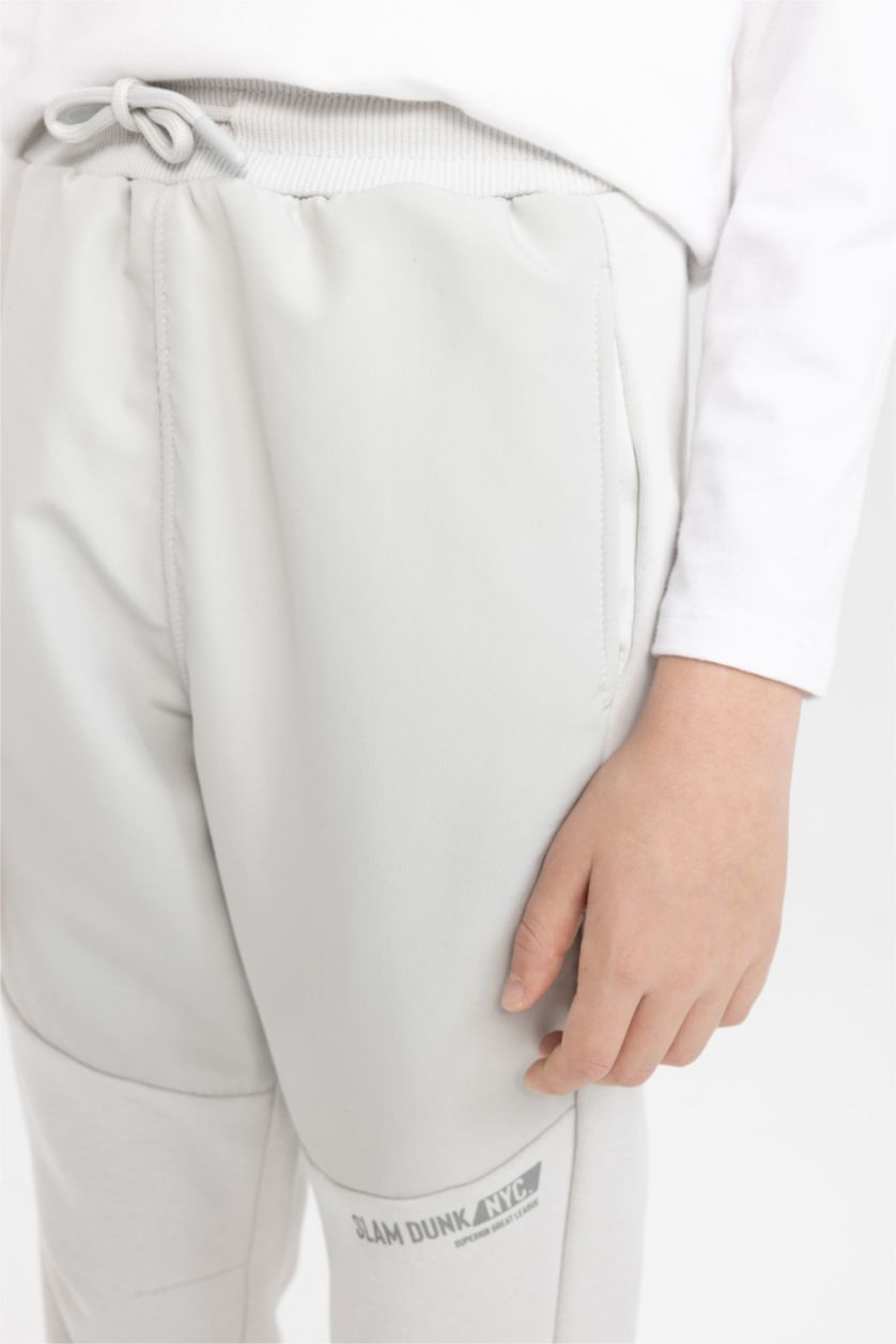 Boys & Teens Light Grey Boy Printed Sweatpants