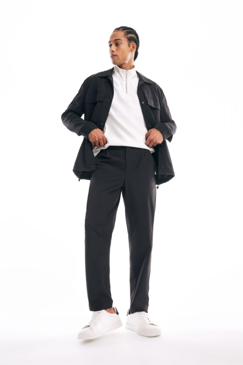 MAN Black Regular Fit Polo Collar Shirt Jacket