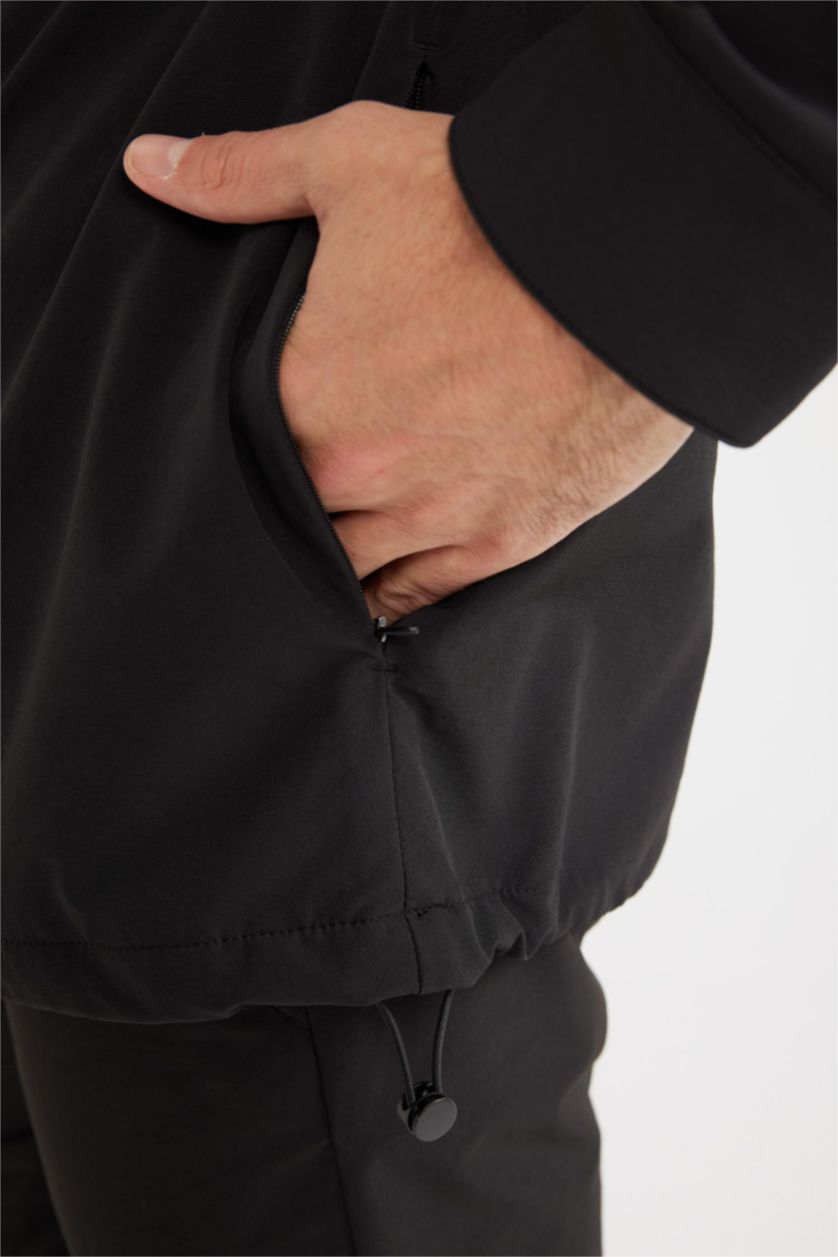 MAN Black Regular Fit Polo Collar Shirt Jacket