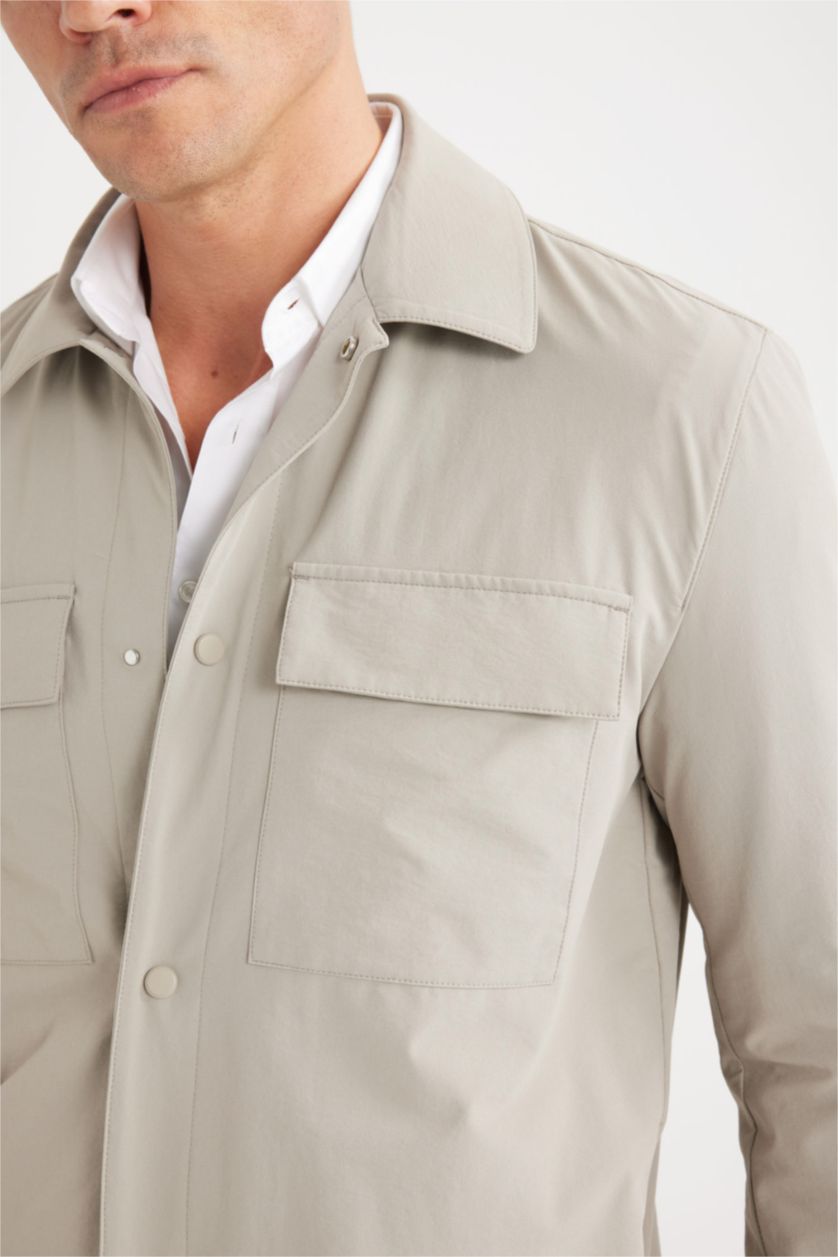 HOMME Gris Veste-chemise à col polo Coupe régulière
