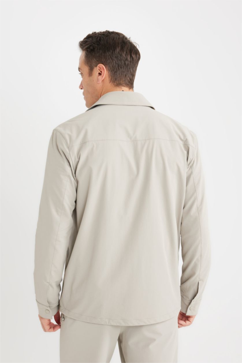 HOMME Gris Veste-chemise à col polo Coupe régulière