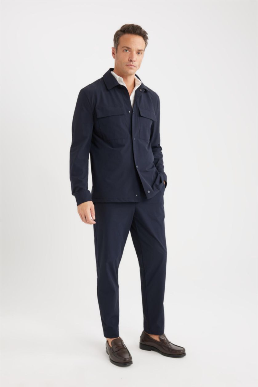 MAN NAVY Regular Fit Polo Neck Overshirt