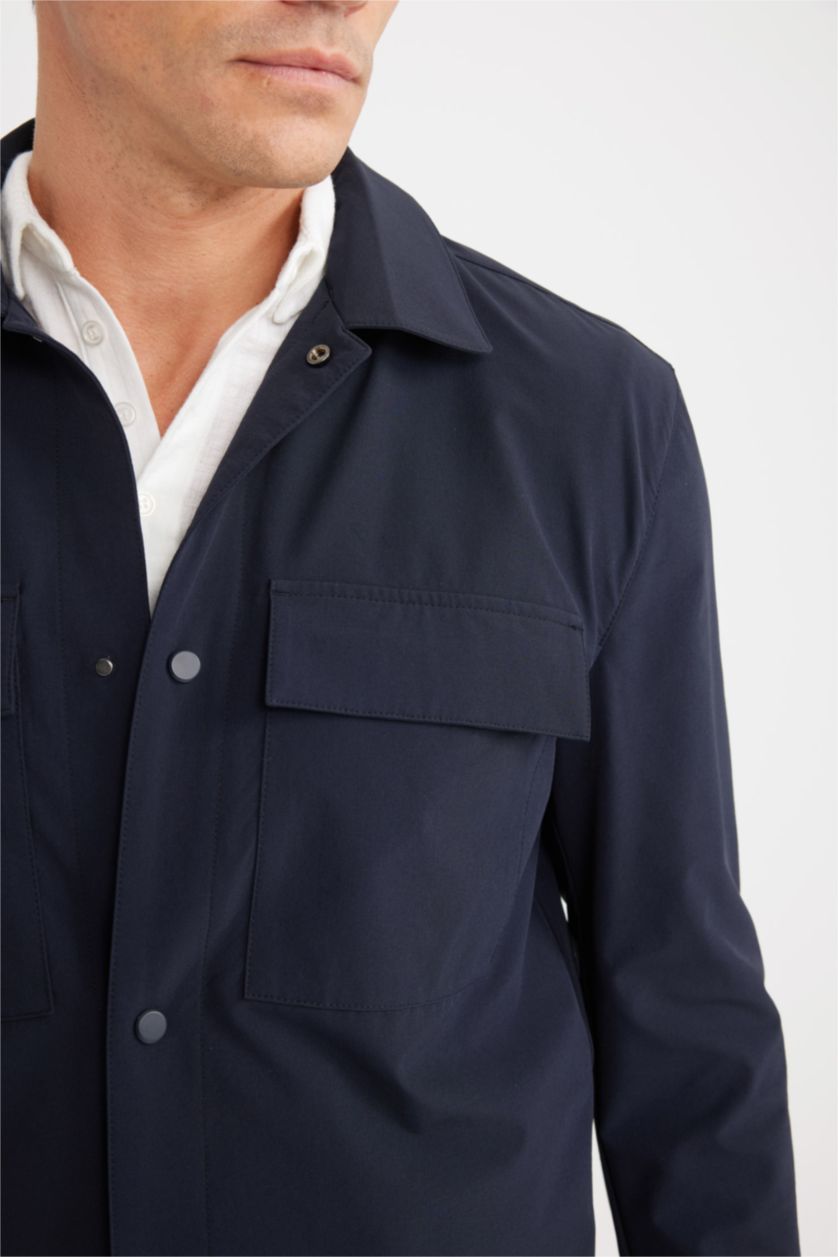 MAN NAVY Regular Fit Polo Neck Overshirt