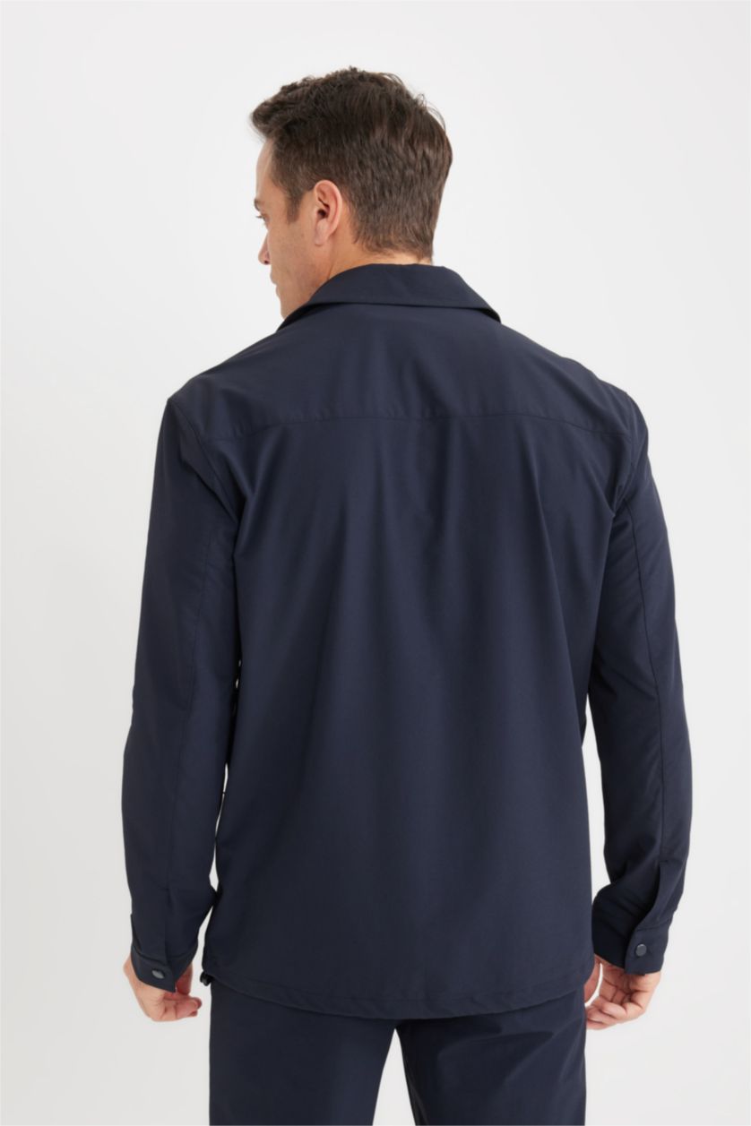 MAN NAVY Regular Fit Polo Neck Overshirt