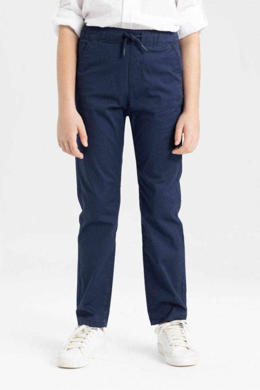 GARÇONS Marin Pantalon Droit en Gabardine pour Garçon