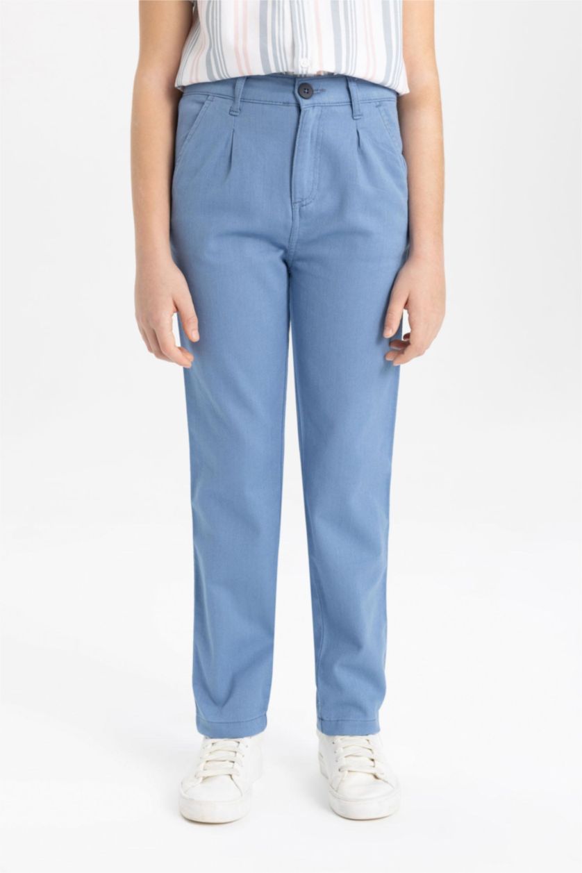 Erkek Çocuk - Genç Erkek Mavi Standart Paça Gabardin Pantolon Erkek Çocuk