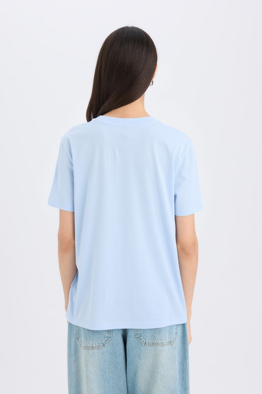 Woman Light Blue Regular Fit Short Sleeve T-Shirt