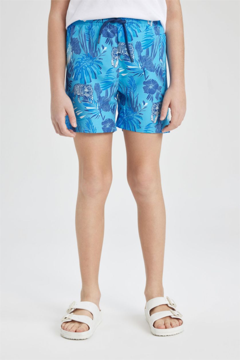 أولادي أزرق شورت بحر اولادي أزرق قصة عادية منقوش