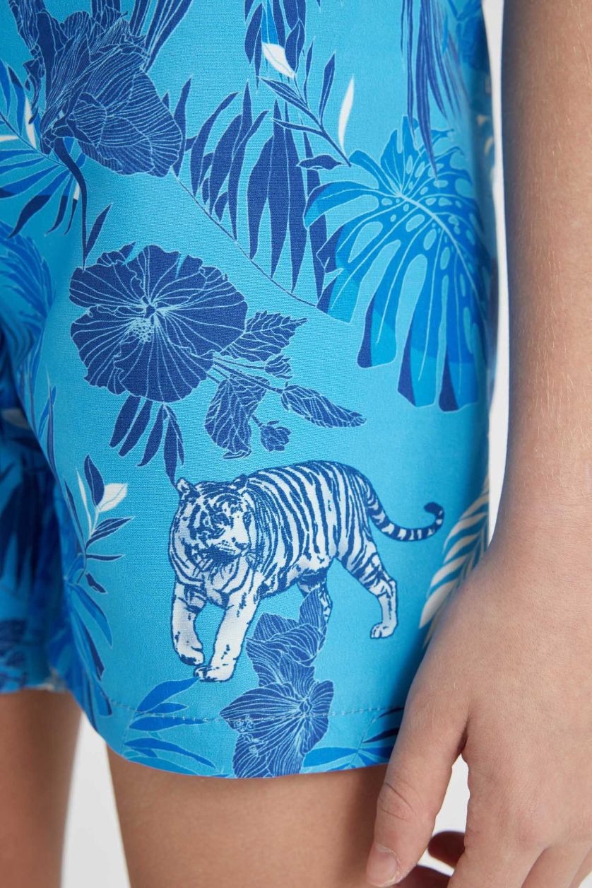 أولادي أزرق شورت بحر اولادي أزرق قصة عادية منقوش