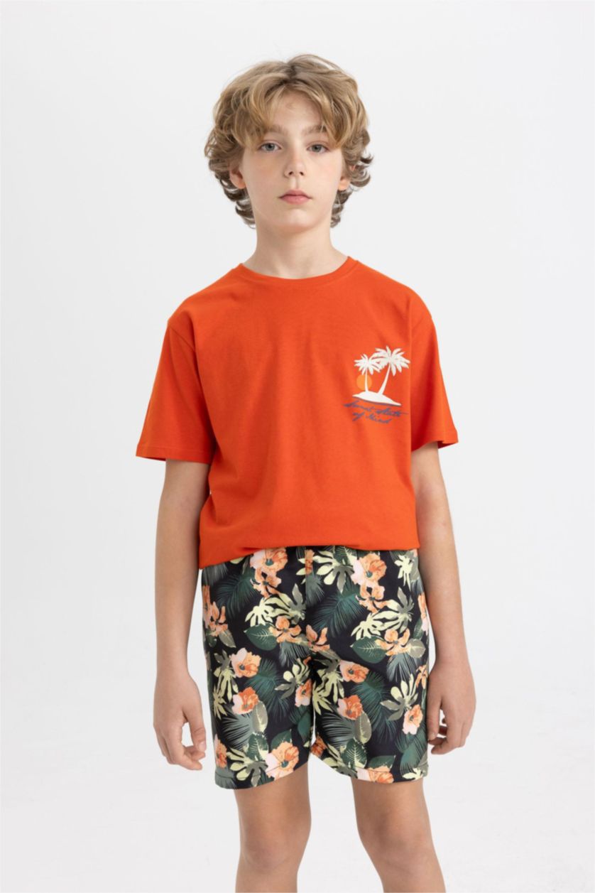 أولادي أسود شورت بحر أحمر اولادي قصة عادية منقوش