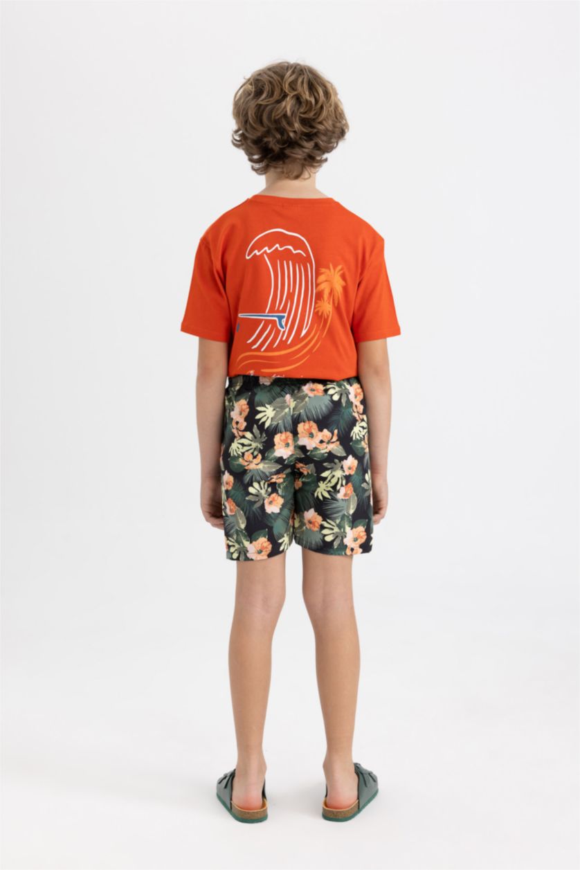 أولادي أسود شورت بحر أحمر اولادي قصة عادية منقوش