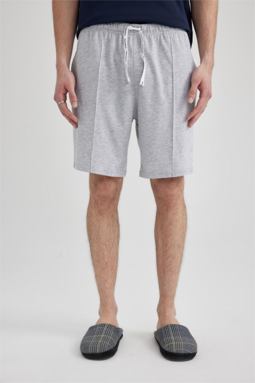 Erkek Gri Melanj Regular Fit Cepli Şort Pijama Altı