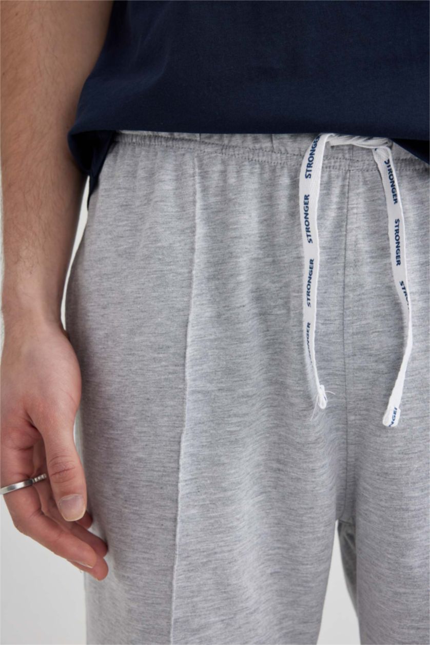 Erkek Gri Melanj Regular Fit Cepli Şort Pijama Altı