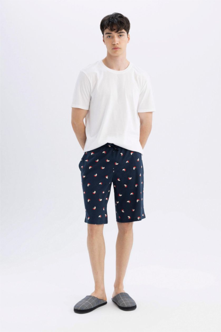 MAN NAVY Regular Fit Patterned Pocket Shorts Pajama