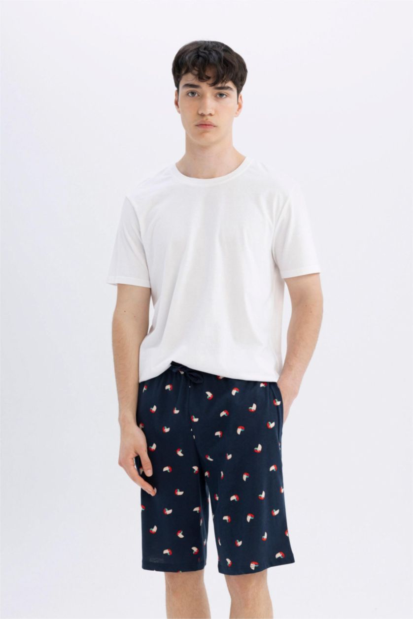 MAN NAVY Regular Fit Patterned Pocket Shorts Pajama