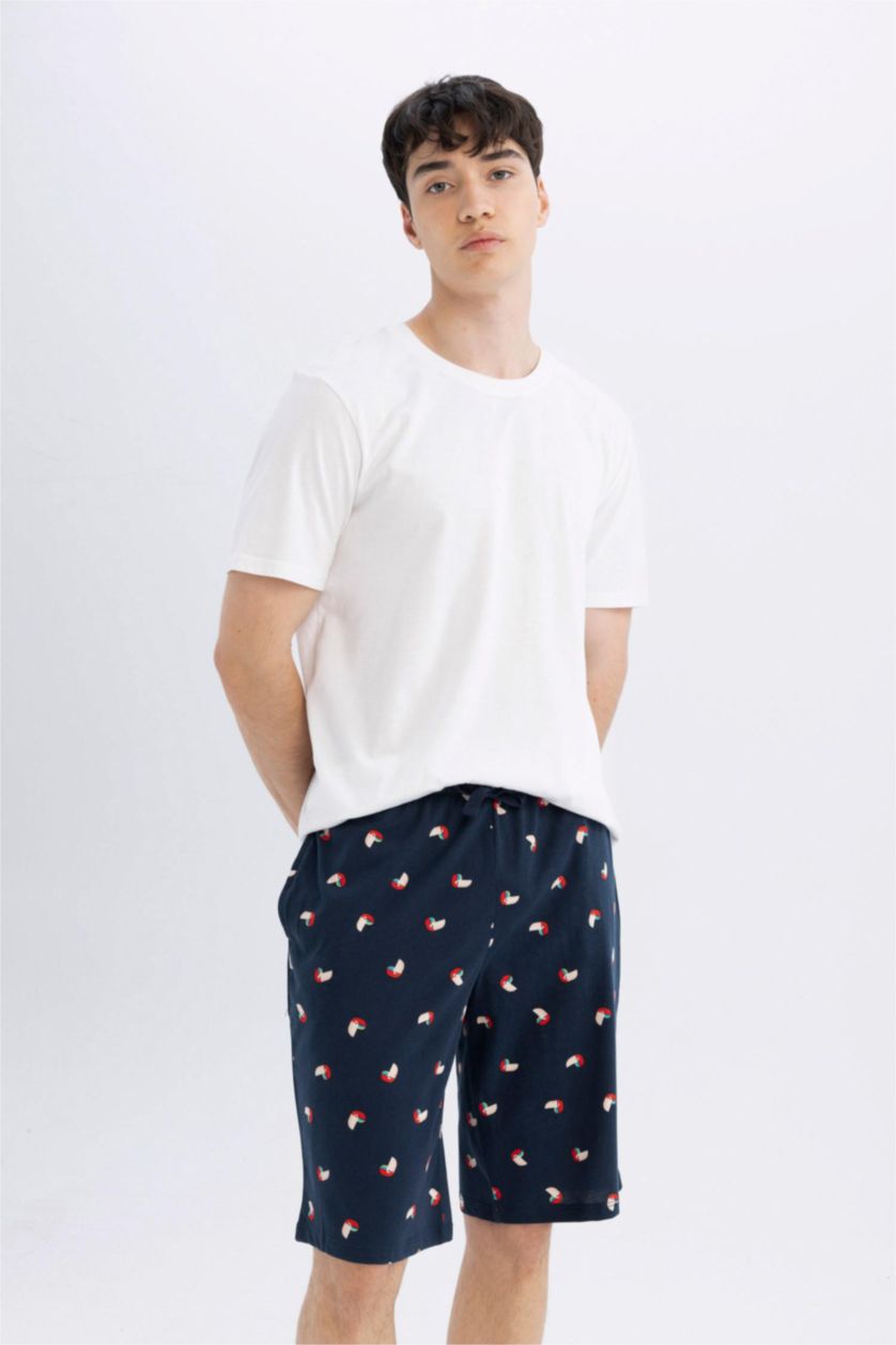MAN NAVY Regular Fit Patterned Pocket Shorts Pajama
