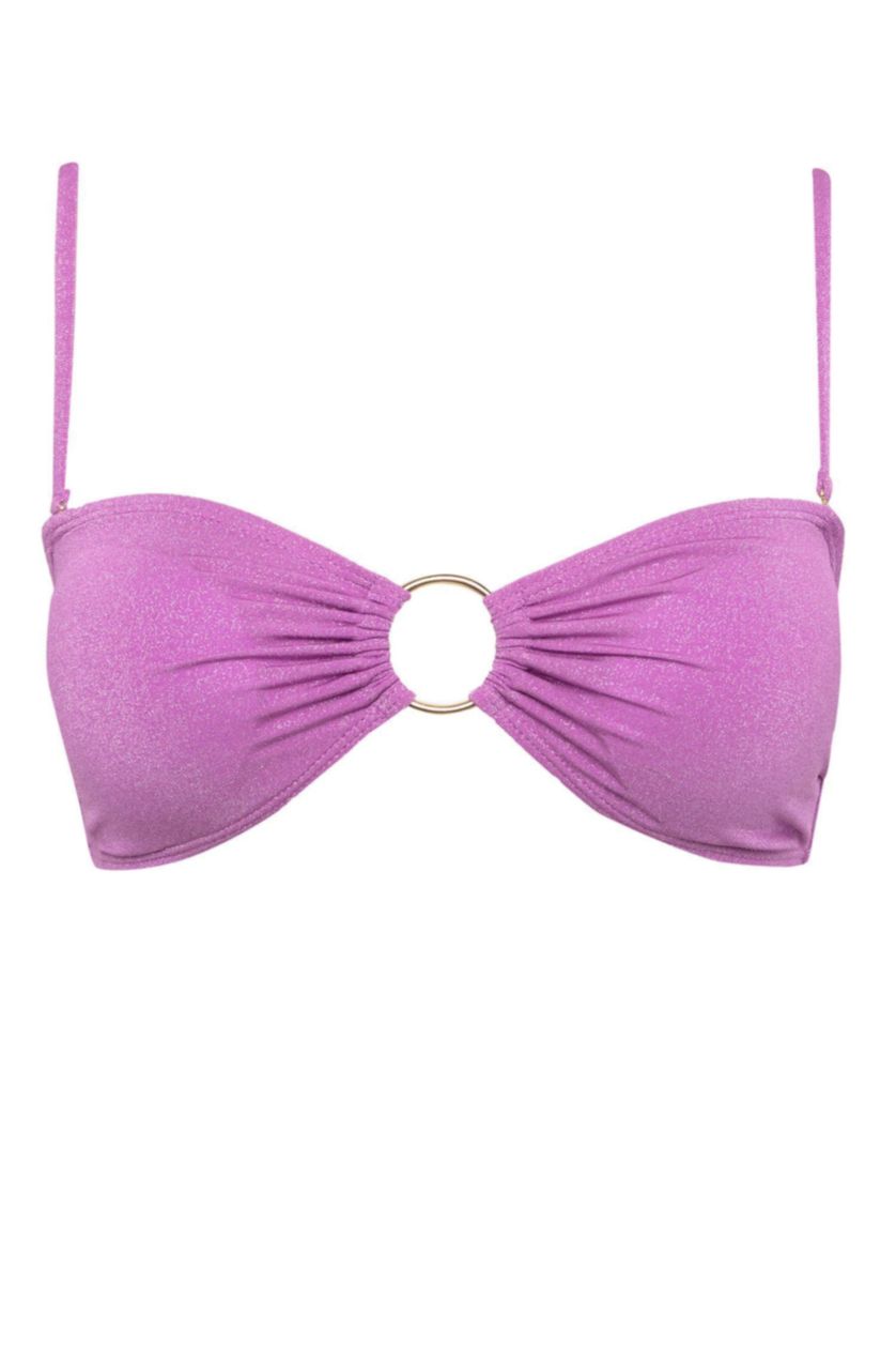 WOMAN Purple Shiny Fabric Bikini Top