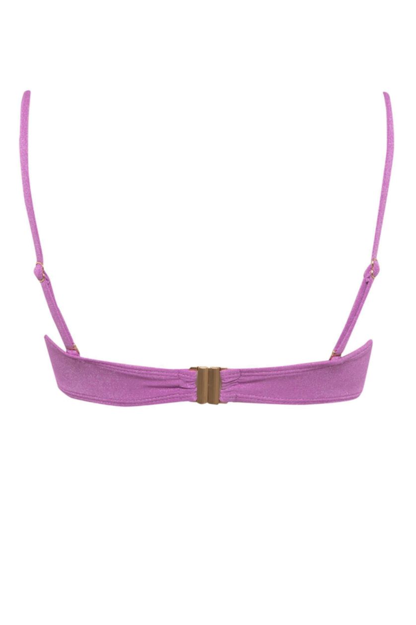 WOMAN Purple Shiny Fabric Bikini Top