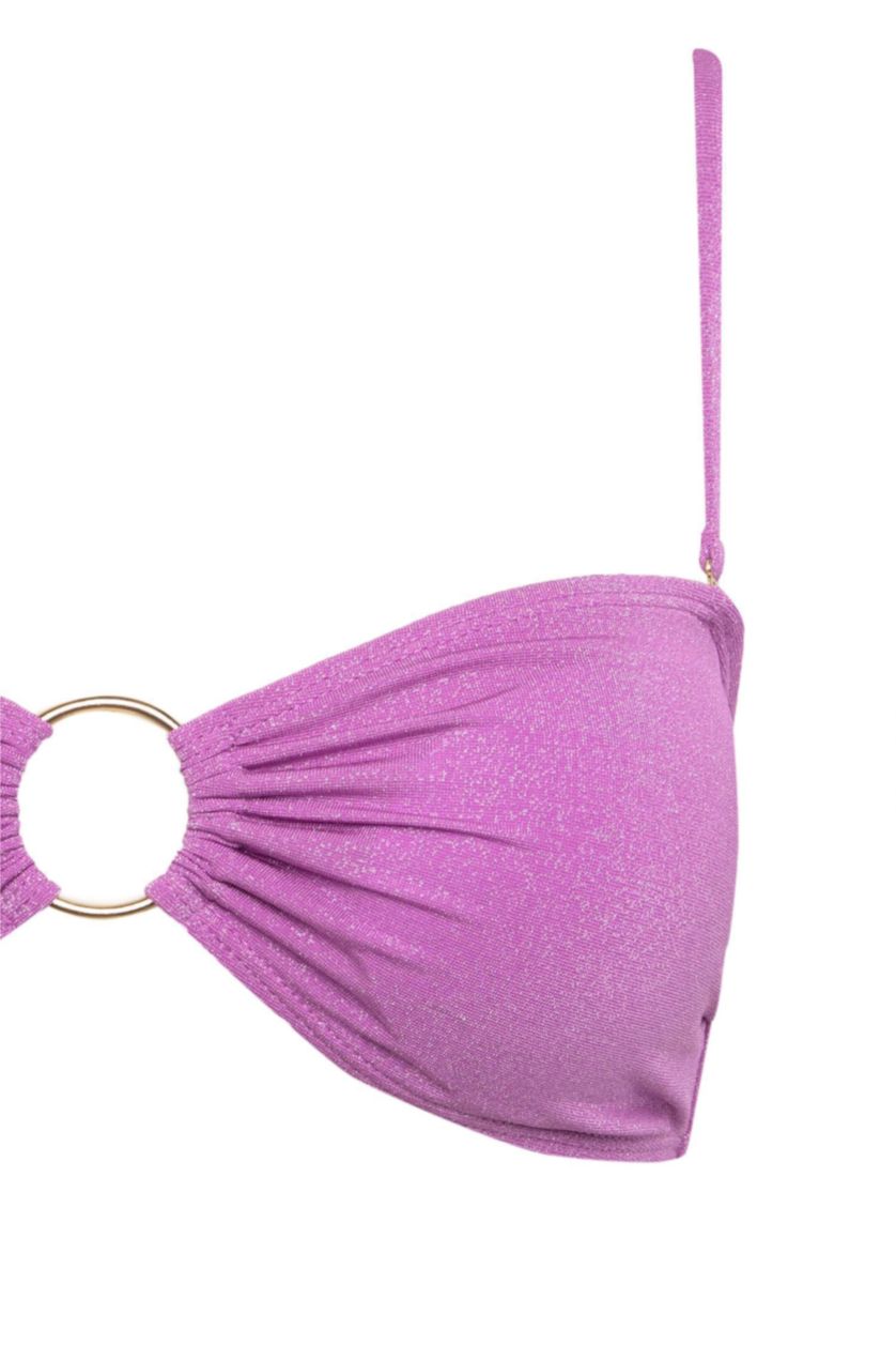 WOMAN Purple Shiny Fabric Bikini Top