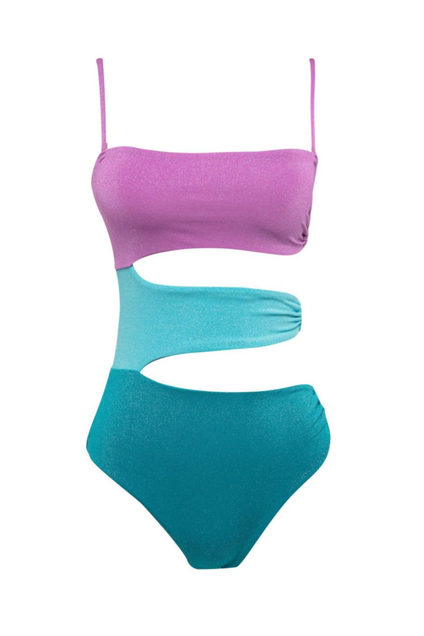 Kadın Mor Regular Fit Parlak Kumaş Mayokini-Fall in Love