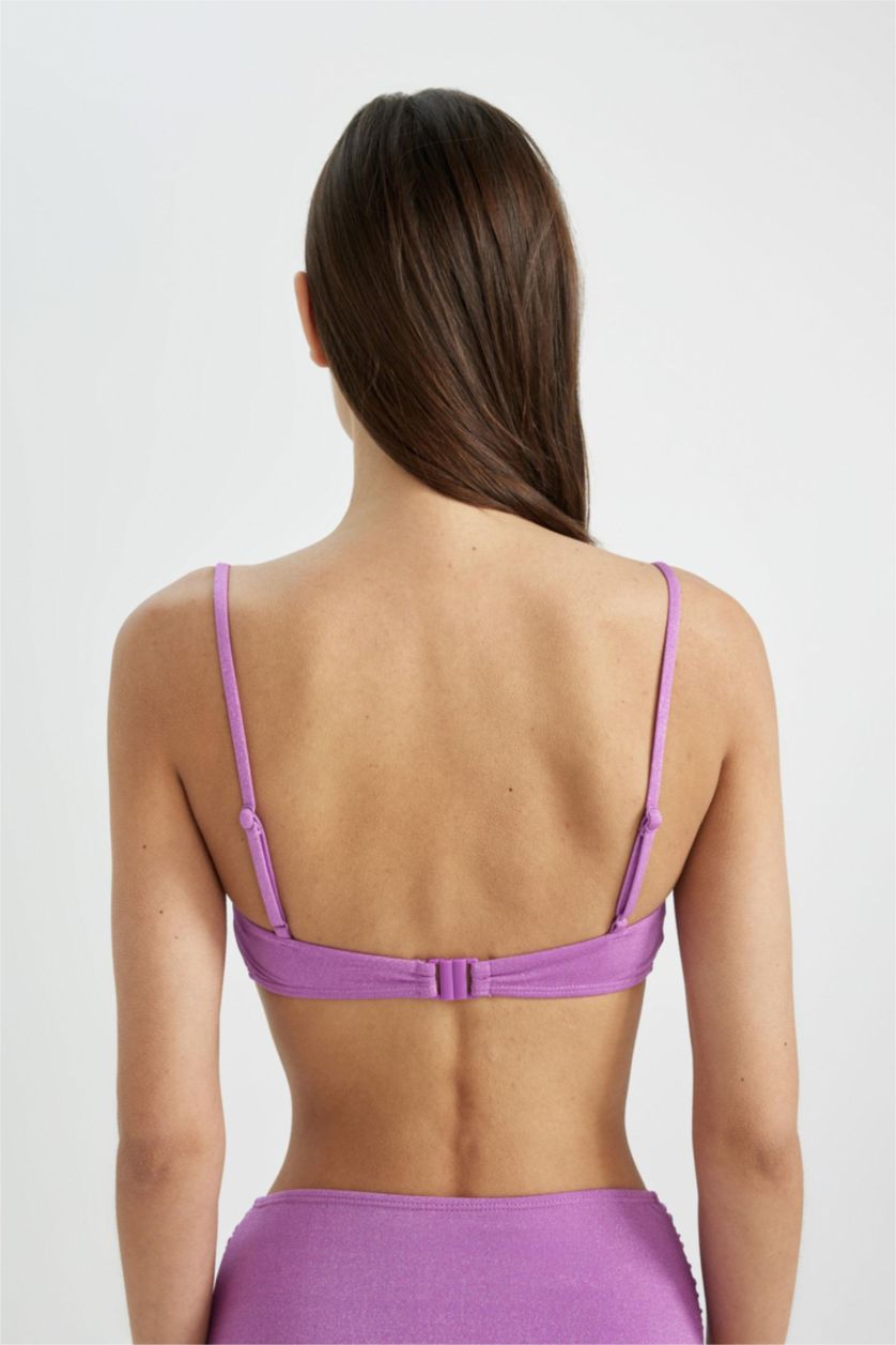 Kadın Mor Regular Fit Parlak Kumaş Bikini Üstü-Fall in Love