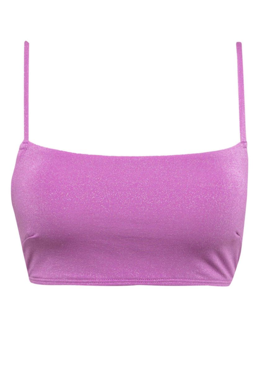 Kadın Mor Regular Fit Parlak Kumaş Bikini Üstü-Fall in Love