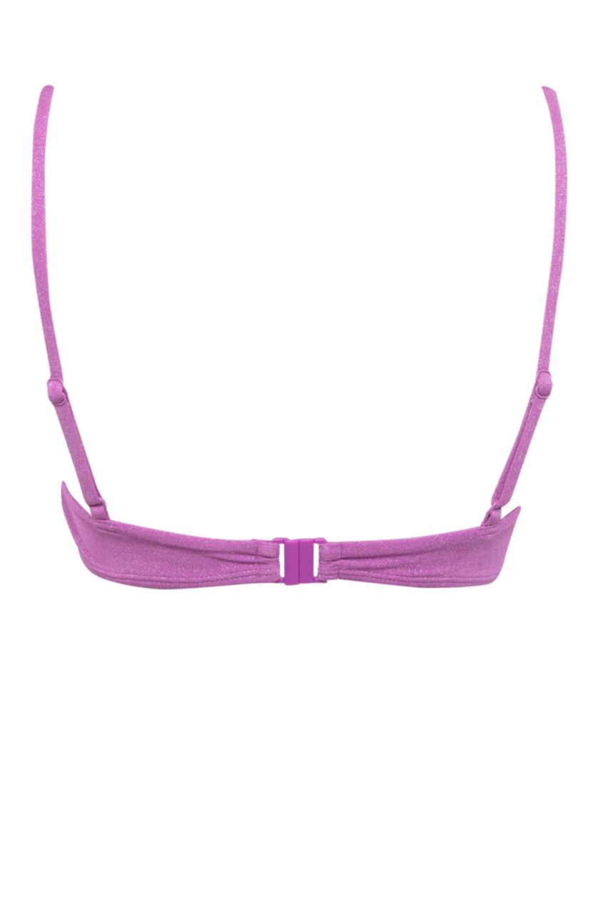 Kadın Mor Regular Fit Parlak Kumaş Bikini Üstü-Fall in Love