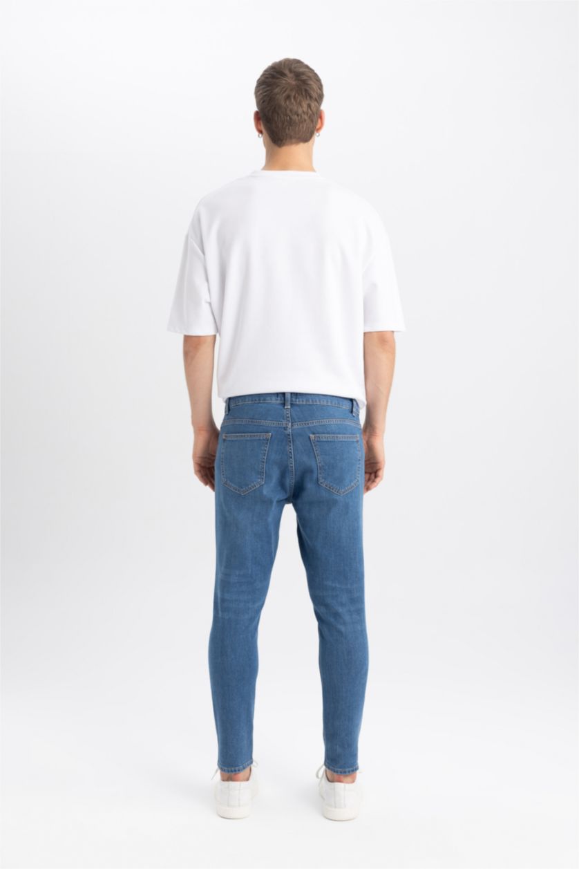 رجالي أزرق بنطلون جينز كاروت فيت ممزق