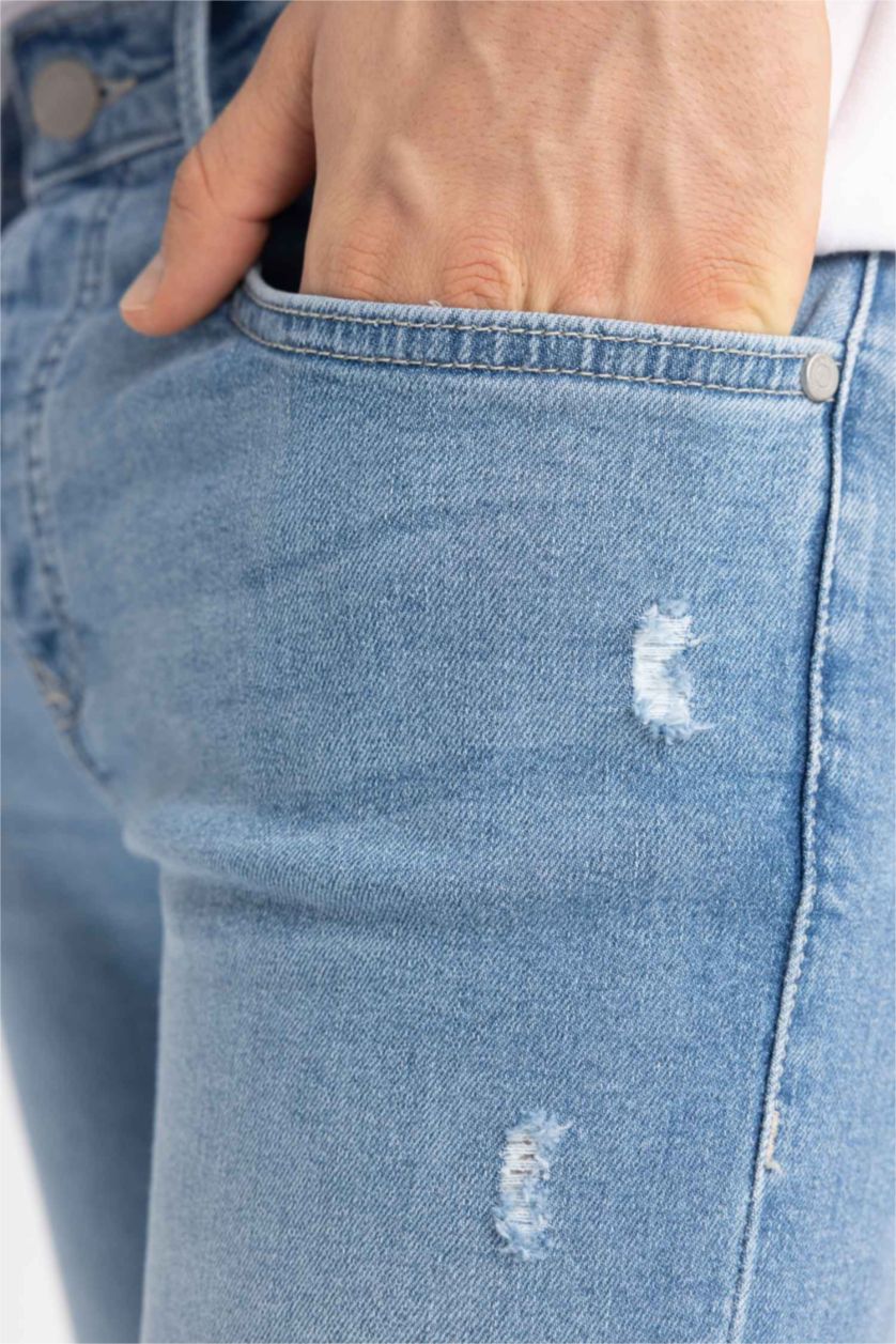 MAN Light Blue Skinny Comfort Fit Trousers