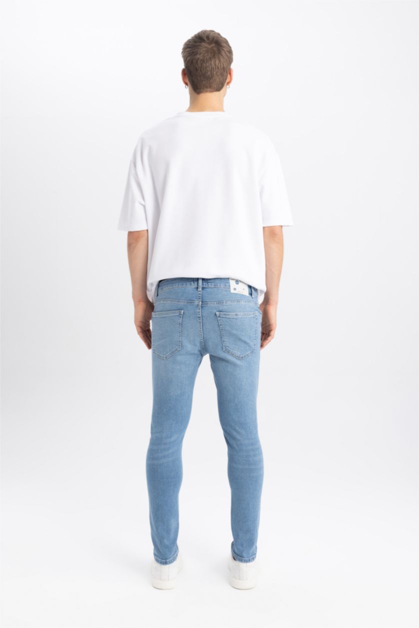 MAN Light Blue Skinny Comfort Fit Trousers