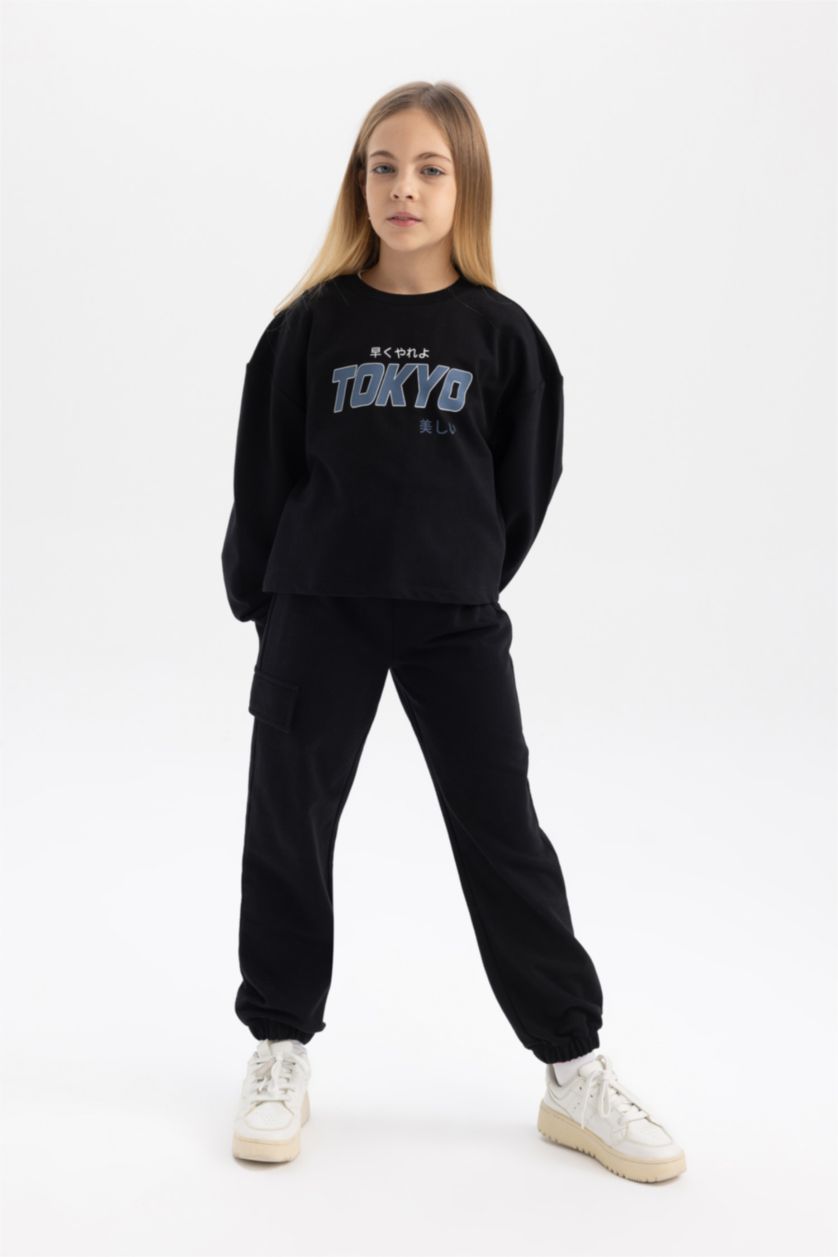 Girls & Teens Black 2 piece Cargo Jogger Set