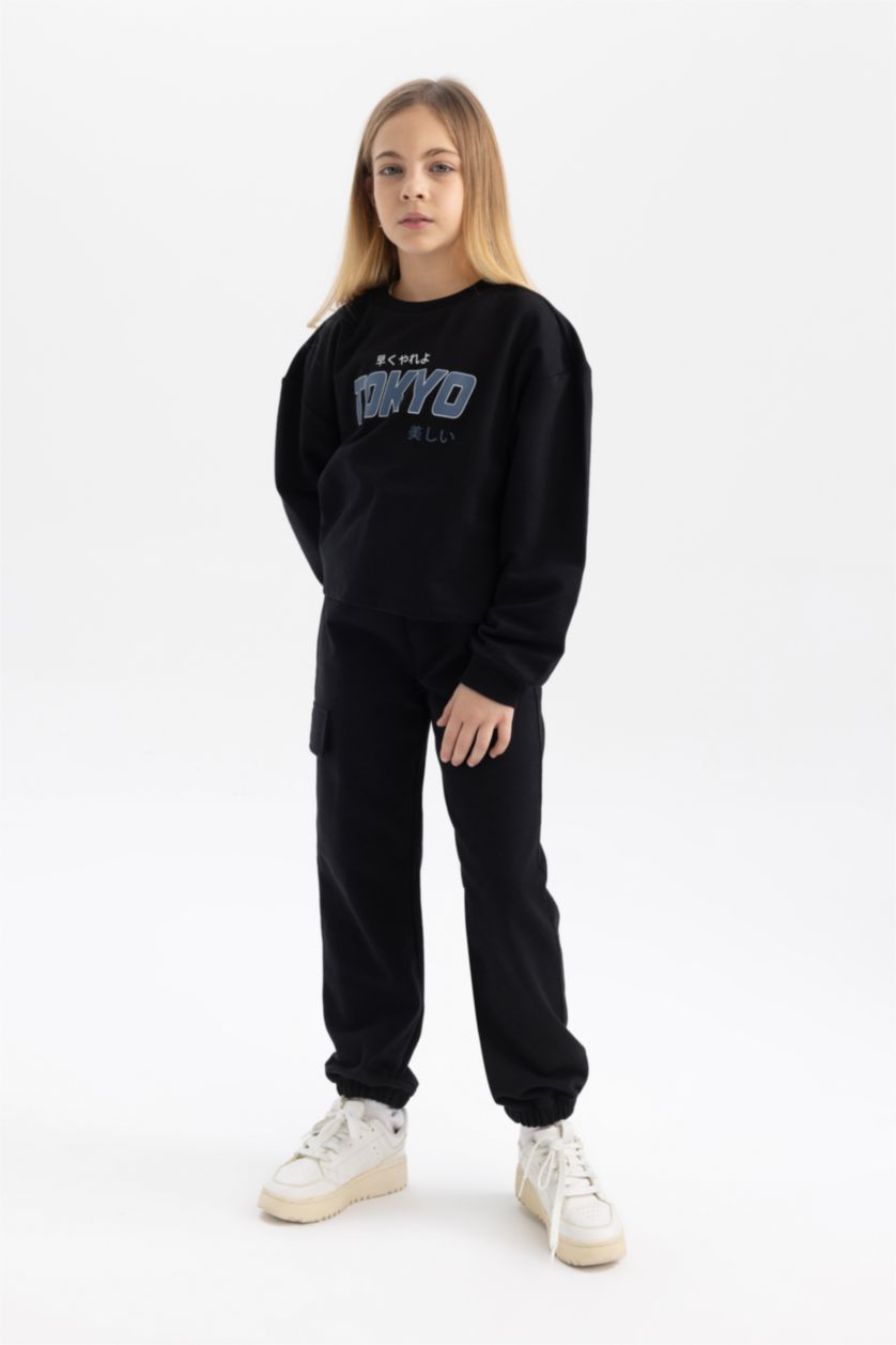 Girls & Teens Black 2 piece Cargo Jogger Set