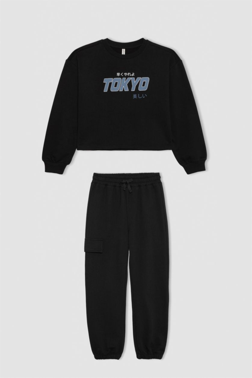 Girls & Teens Black 2 piece Cargo Jogger Set