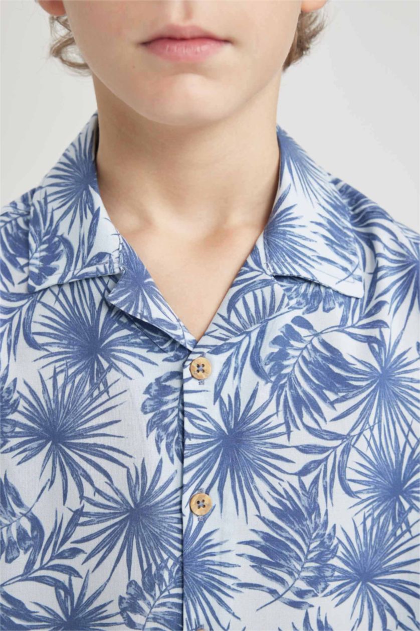 أولاد أزرق فاتح قميص بولو ولادي نص كم فيسكوز واسع